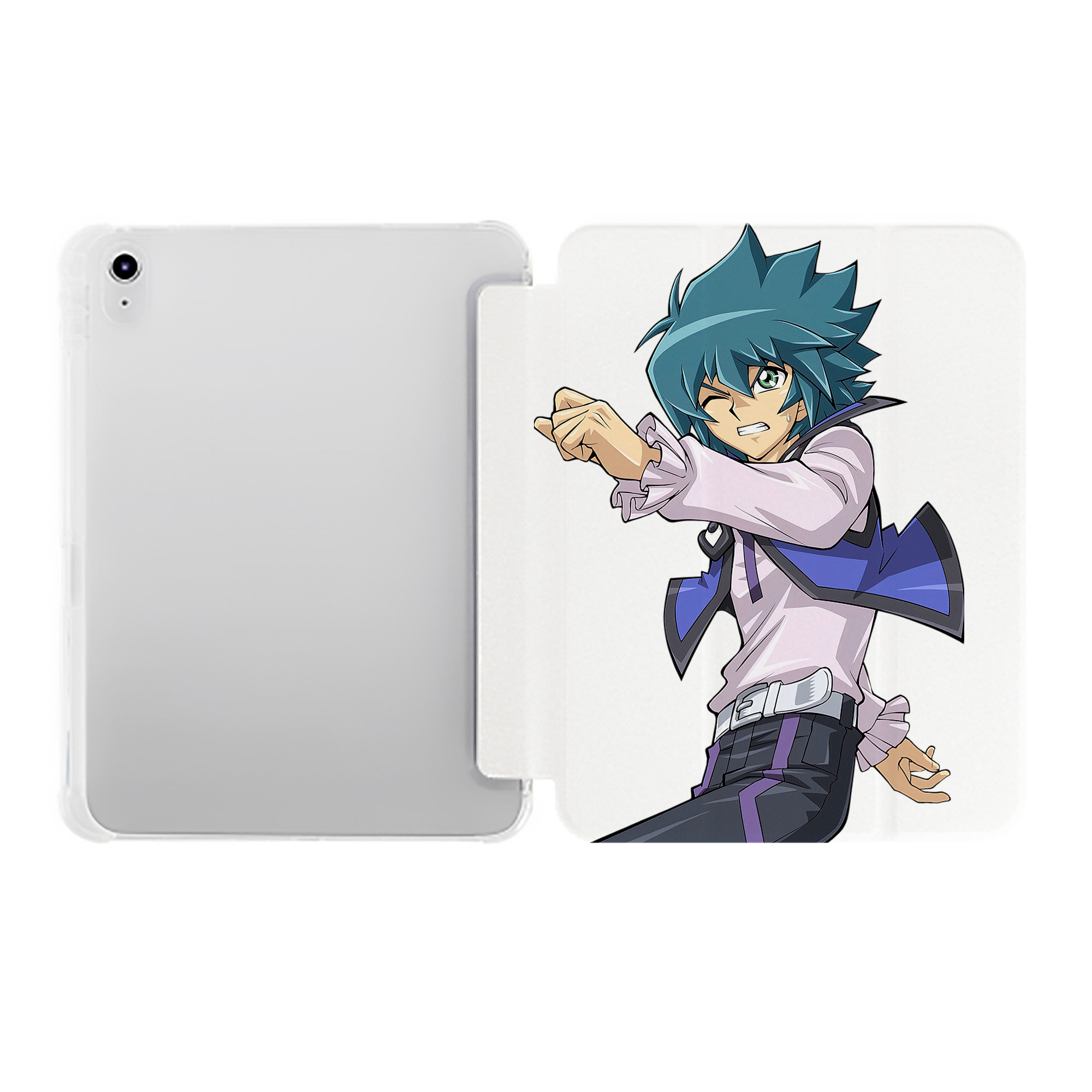 （画像用） 遊☆戯☆王 Yu-Gi-Oh! IPad ケース ペン収納付き 三つ折りスタンド PUレザー×シリコン 対応機種9.5/10.5/10.9インチ